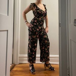 Reformation floral flutter sleeve jumpsuit